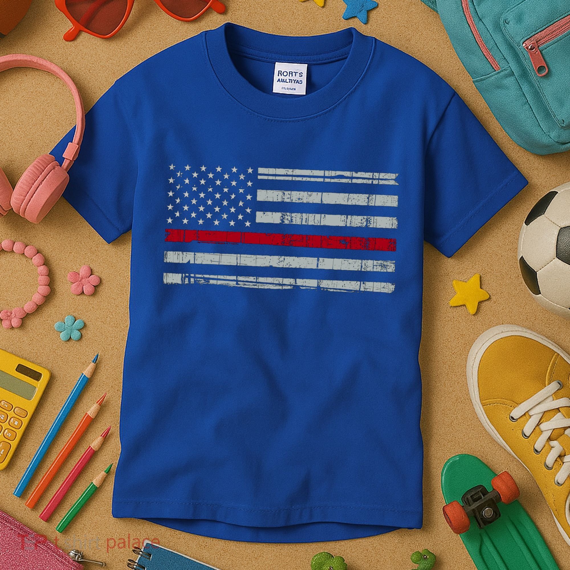 Cool Gift Firefighter Thin Red Line Flag Kids T-Shirt
