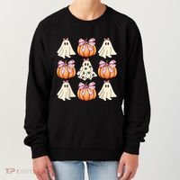 Cute Ghost Florals Coquette Bows Pumpkins Halloween Women's Sweatshirt thumb 0