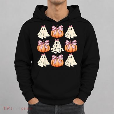 Cute Ghost Florals Coquette Bows Pumpkins Halloween Hoodie