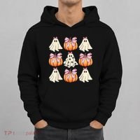 Cute Ghost Florals Coquette Bows Pumpkins Halloween Hoodie thumb 0