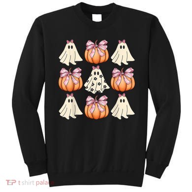 Cute Ghost Florals Coquette Bows Pumpkins Halloween Sweatshirt