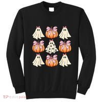 Cute Ghost Florals Coquette Bows Pumpkins Halloween Sweatshirt thumb 0