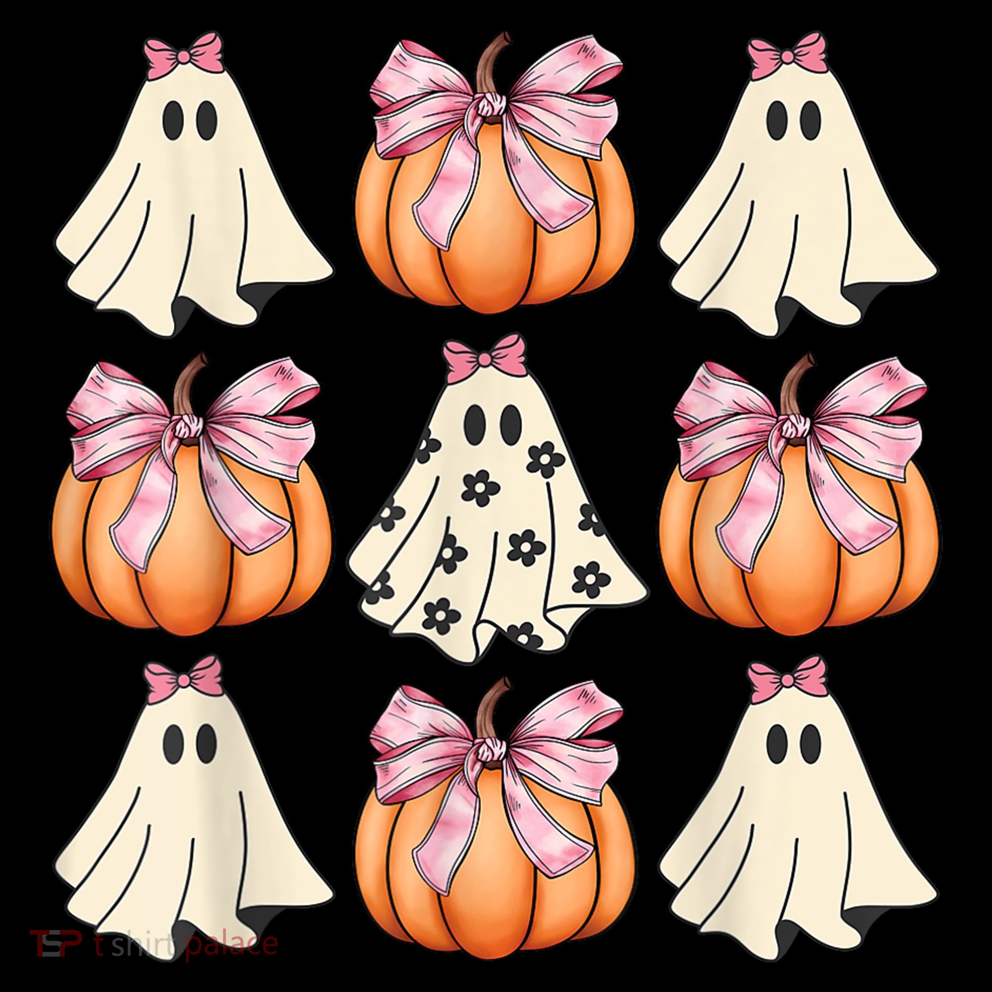 Cute Ghost Florals Coquette Bows Pumpkins Halloween Coffee Mug