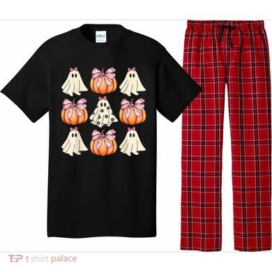 Cute Ghost Florals Coquette Bows Pumpkins Halloween Pajama Set