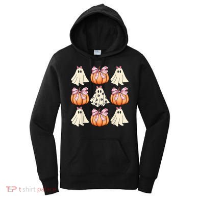 Cute Ghost Florals Coquette Bows Pumpkins Halloween Women's Hoodie