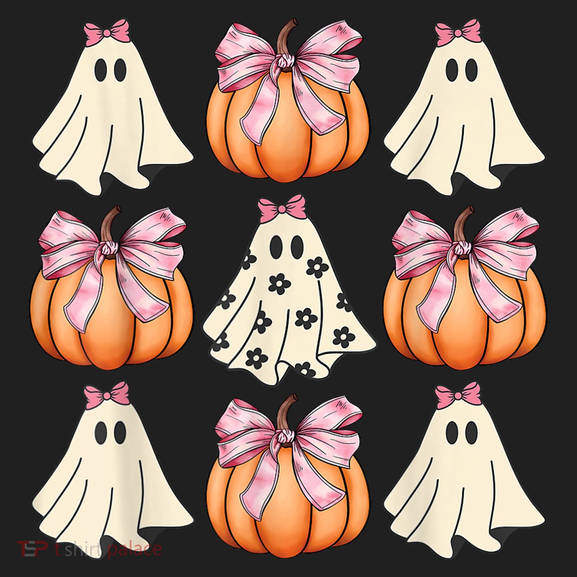 Cute Ghost Florals Coquette Bows Pumpkins Halloween Tumbler