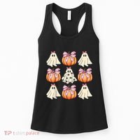 Cute Ghost Florals Coquette Bows Pumpkins Halloween Women's Tank Top thumb 0