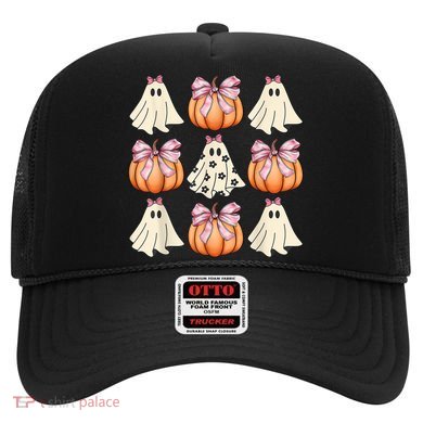 Cute Ghost Florals Coquette Bows Pumpkins Halloween Hat