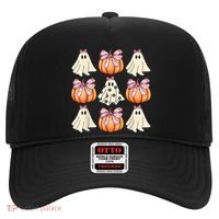 Cute Ghost Florals Coquette Bows Pumpkins Halloween Hat thumb 0