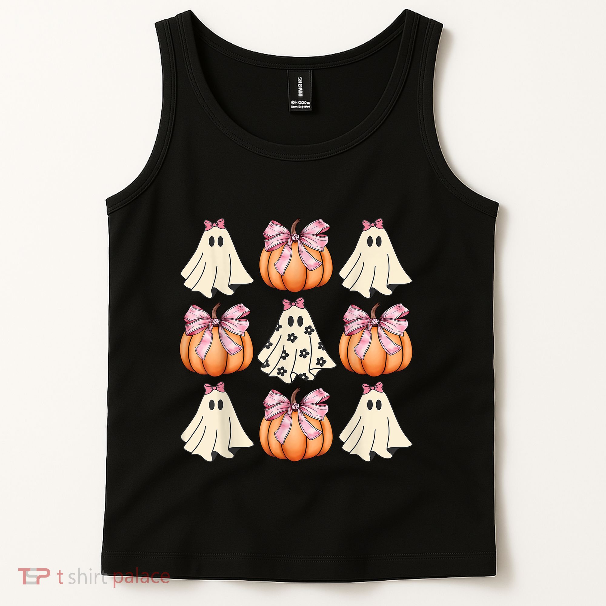 Cute Ghost Florals Coquette Bows Pumpkins Halloween Tank Top
