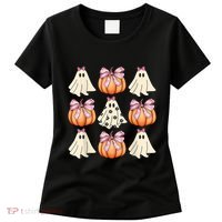 Cute Ghost Florals Coquette Bows Pumpkins Halloween Women's T-Shirt thumb 0