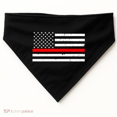 Cool Gift Firefighter Thin Red Line Flag Gift USA-Made Doggie Bandana