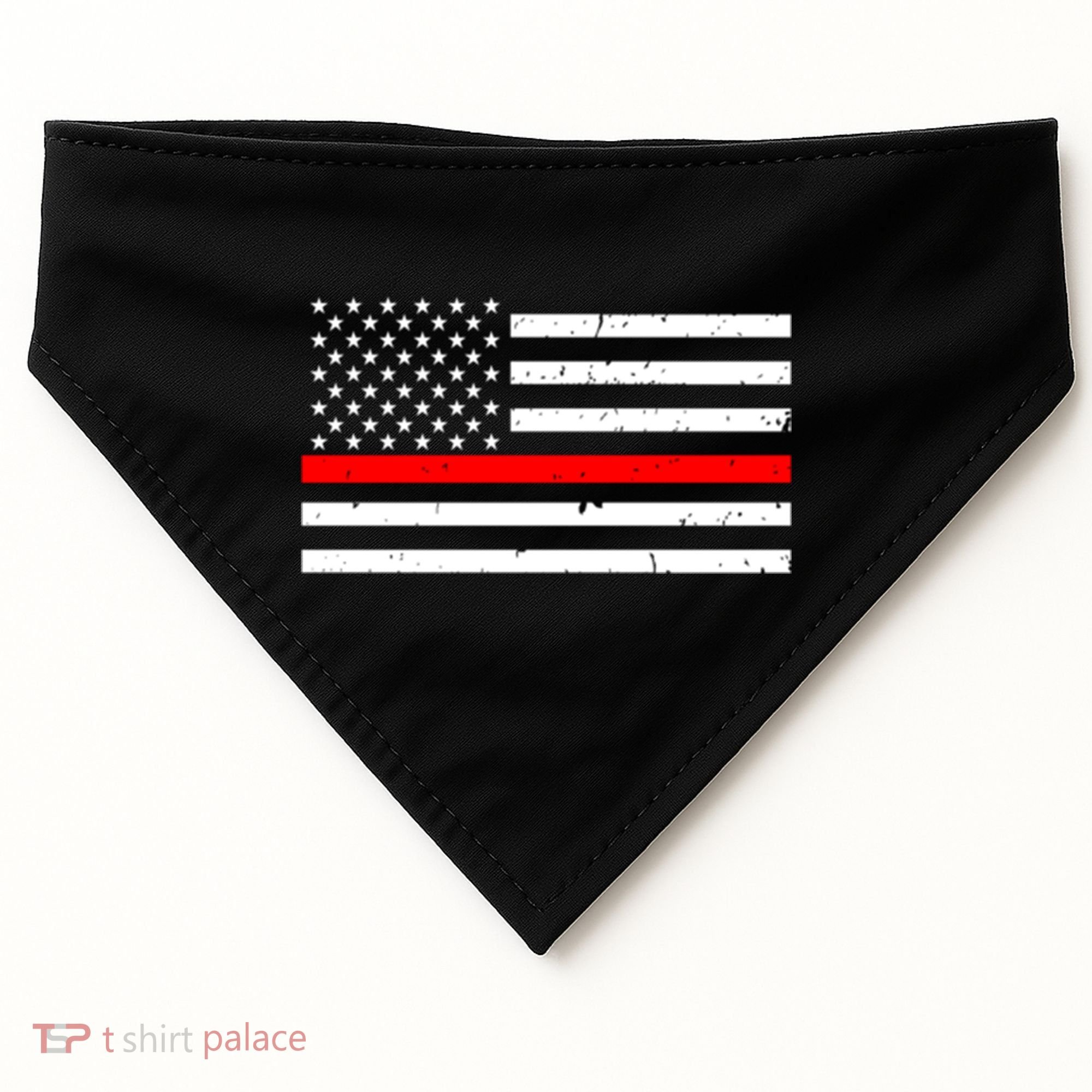 Cool Gift Firefighter Thin Red Line Flag Gift USA-Made Doggie Bandana