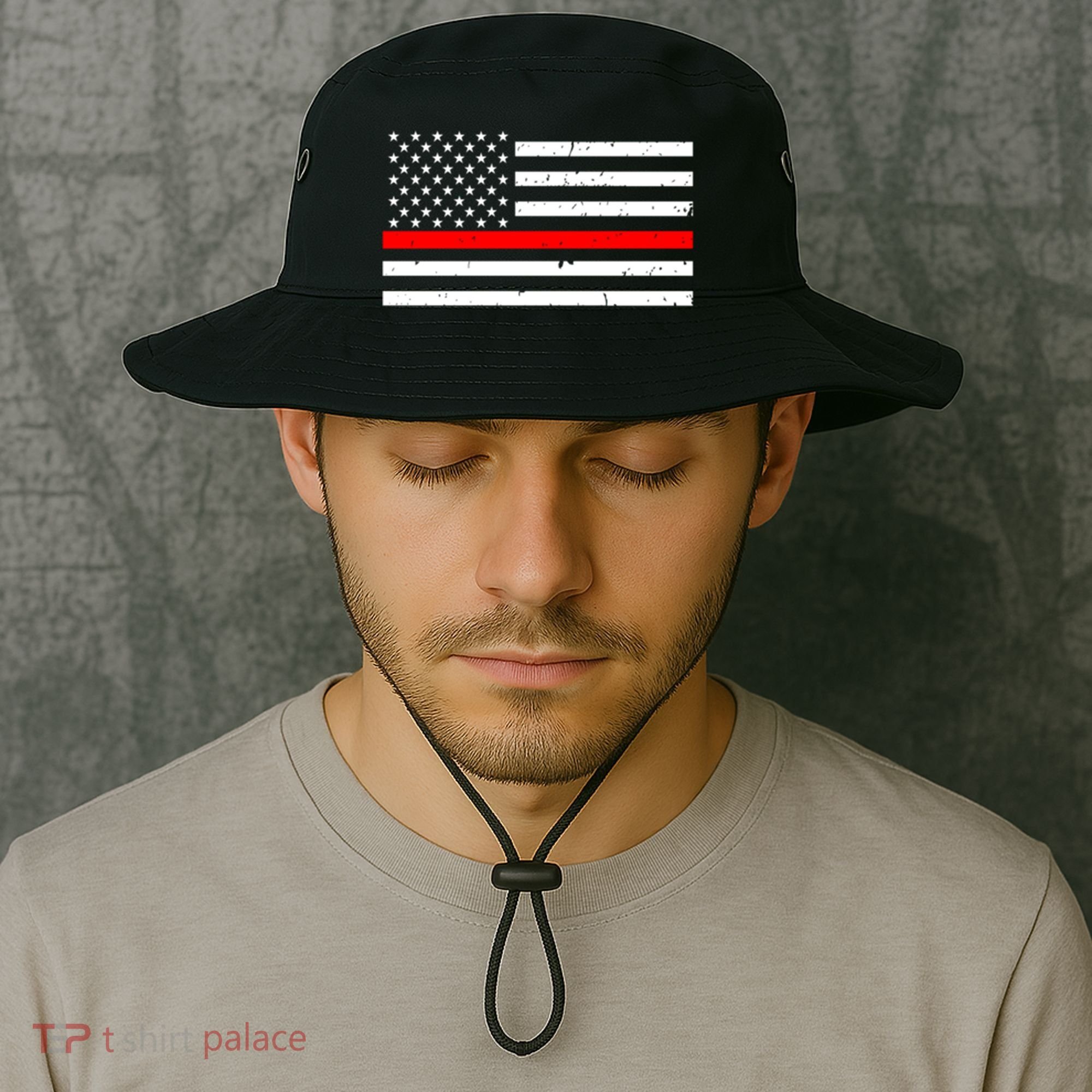 Cool Gift Firefighter Thin Red Line Flag Gift Bucket Hat
