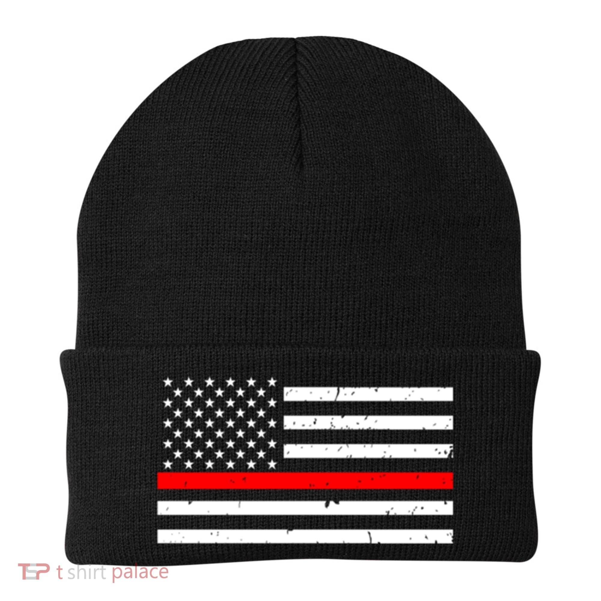 Cool Gift Firefighter Thin Red Line Flag Gift Beanie