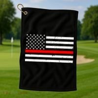 Cool Gift Firefighter Thin Red Line Flag Gift Golf Towel thumb 1