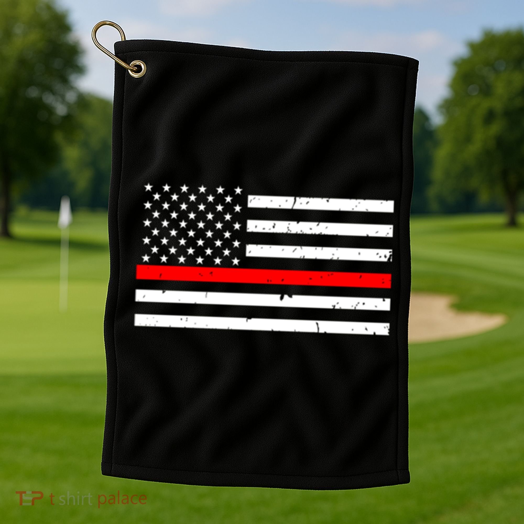 Cool Gift Firefighter Thin Red Line Flag Gift Golf Towel