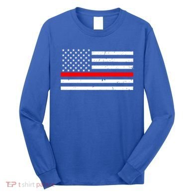 Cool Gift Firefighter Thin Red Line Flag Gift Long Sleeve Shirt
