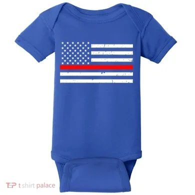 Cool Gift Firefighter Thin Red Line Flag Gift Baby Bodysuit