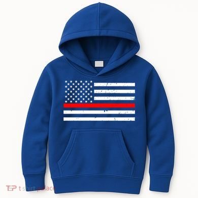 Cool Gift Firefighter Thin Red Line Flag Gift Kids Hoodie