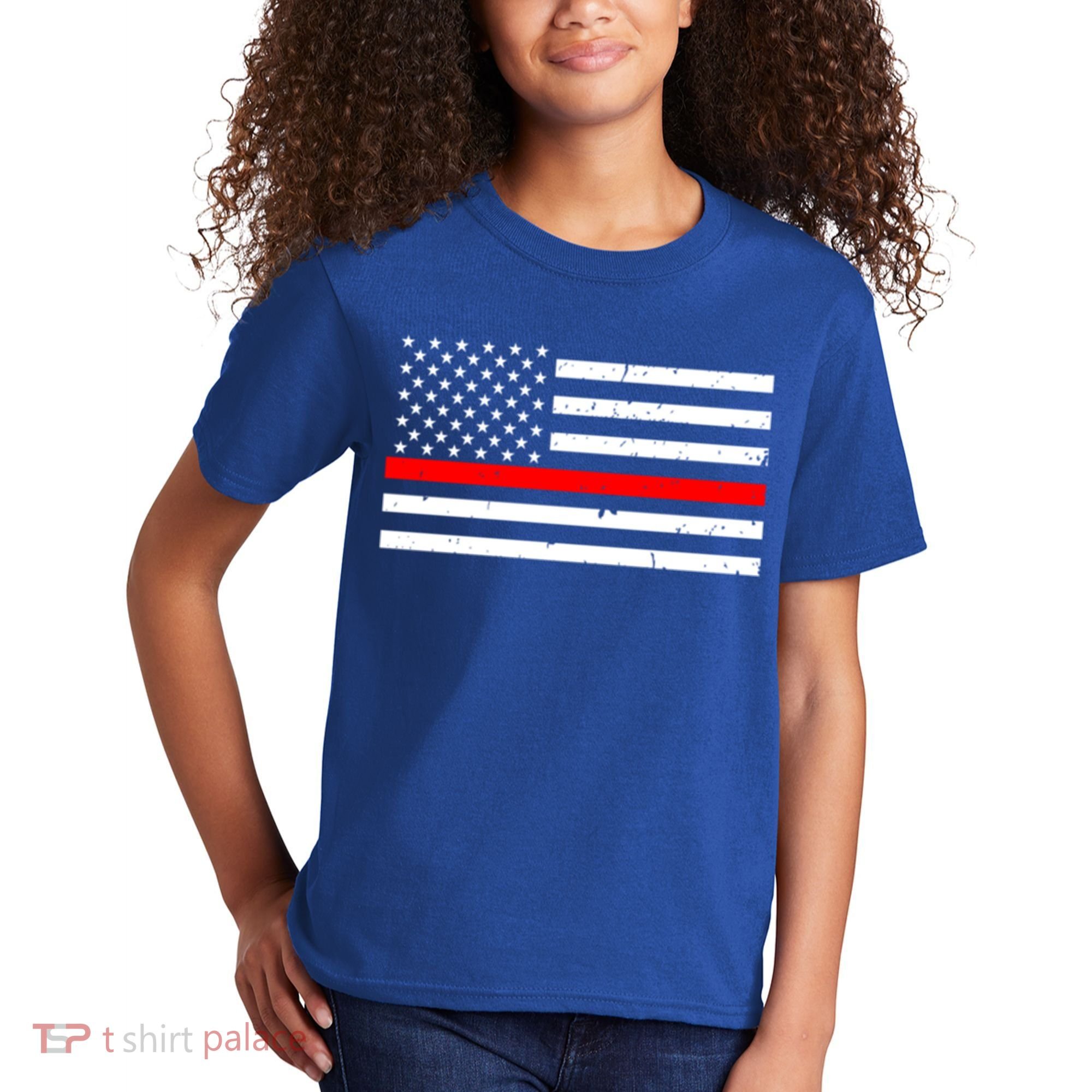 Cool Gift Firefighter Thin Red Line Flag Gift Kids T-Shirt
