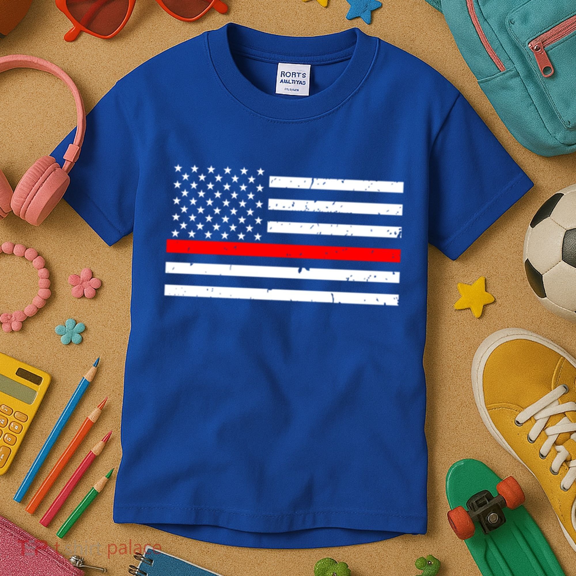 Cool Gift Firefighter Thin Red Line Flag Gift Kids T-Shirt