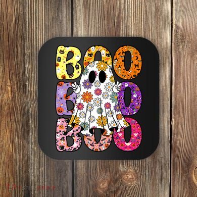 Cute Ghost Floral Boo Halloween Boy Girl Ghost Spooky Season Coaster