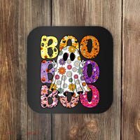 Cute Ghost Floral Boo Halloween Boy Girl Ghost Spooky Season Coaster thumb 0