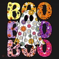 Cute Ghost Floral Boo Halloween Boy Girl Ghost Spooky Season Coaster thumb 2