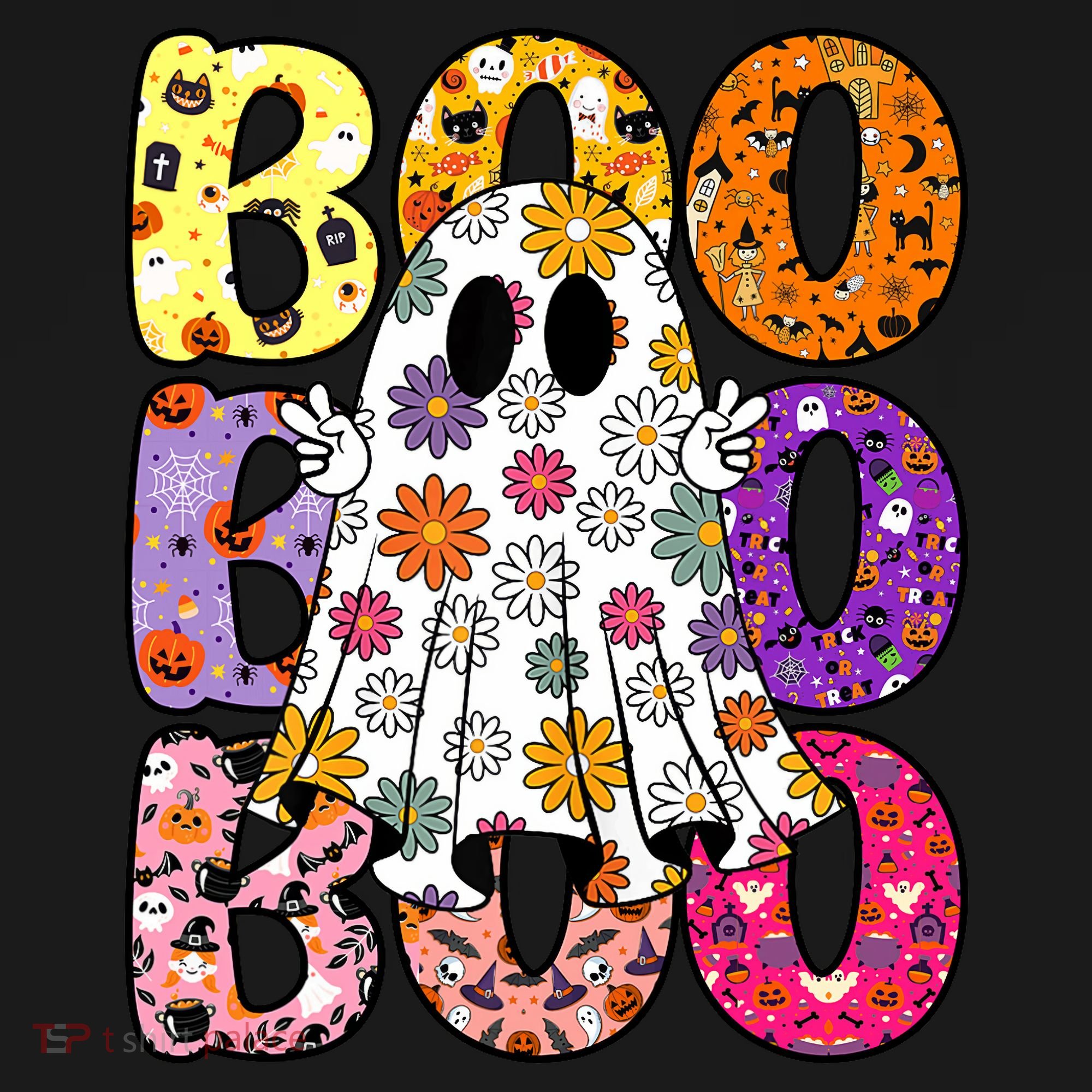 Cute Ghost Floral Boo Halloween Boy Girl Ghost Spooky Season Coaster