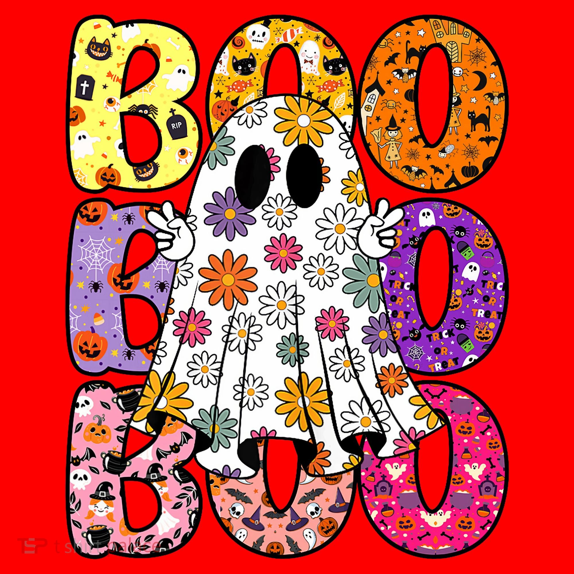 Cute Ghost Floral Boo Halloween Boy Girl Ghost Spooky Season Santa Hat