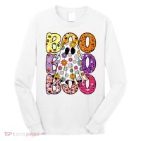 Cute Ghost Floral Boo Halloween Boy Girl Ghost Spooky Season Long Sleeve Shirt thumb 0