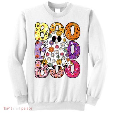 Cute Ghost Floral Boo Halloween Boy Girl Ghost Spooky Season Sweatshirt