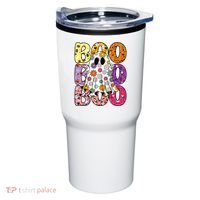 Cute Ghost Floral Boo Halloween Boy Girl Ghost Spooky Season Tumbler thumb 0