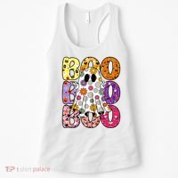Cute Ghost Floral Boo Halloween Boy Girl Ghost Spooky Season Women's Tank Top thumb 0