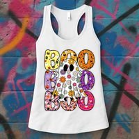 Cute Ghost Floral Boo Halloween Boy Girl Ghost Spooky Season Women's Tank Top thumb 3