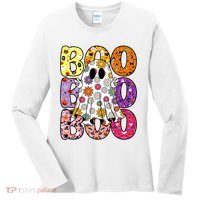 Cute Ghost Floral Boo Halloween Boy Girl Ghost Spooky Season Women's Long Sleeve Shirt thumb 0
