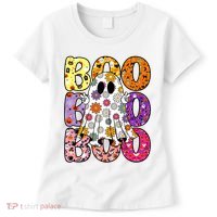 Cute Ghost Floral Boo Halloween Boy Girl Ghost Spooky Season Women's T-Shirt thumb 0