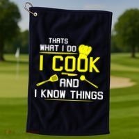 Chef Geek Food FUNNY I COOK AND I KNOW THINGS Golf Towel thumb 1
