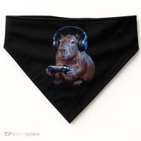 Capybara Gaming - Funny Gamer Capybara  USA-Made Doggie Bandana thumb 0