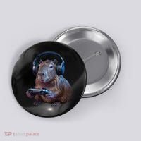 Capybara Gaming - Funny Gamer Capybara  Button thumb 0