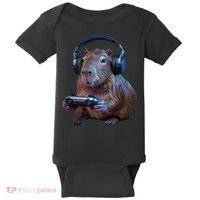 Capybara Gaming - Funny Gamer Capybara  Baby Bodysuit thumb 0