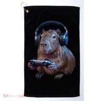 Capybara Gaming - Funny Gamer Capybara  Golf Towel thumb 0