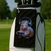 Capybara Gaming - Funny Gamer Capybara  Golf Towel thumb 2