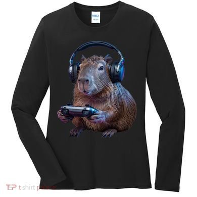 Capybara Gaming - Funny Gamer Capybara  Women's Long Sleeve Shirt