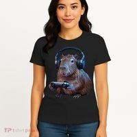 Capybara Gaming - Funny Gamer Capybara  Women's T-Shirt thumb 4