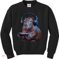 Capybara Gaming - Funny Gamer Capybara  Kids Sweatshirt thumb 0
