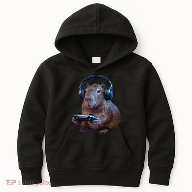 Capybara Gaming - Funny Gamer Capybara  Kids Hoodie