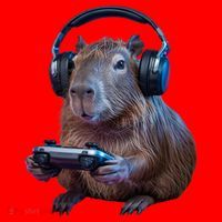 Capybara Gaming - Funny Gamer Capybara  Santa Hat thumb 1