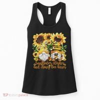 Cute Gnome For Women Sunflower Wishes And Honey Bee Kisses Women's Tank Top thumb 0